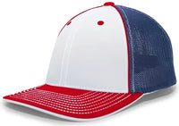 Pacific Headwear 404F Trucker Flexfit Cap - White Royal Red - White Red / 6 1/2’’ 7’’