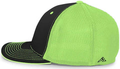 Pacific Headwear 404M Trucker Flexfit Cap - Black Neon Green