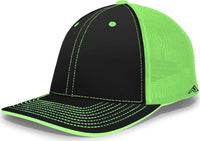Pacific Headwear 404M Trucker Flexfit Cap - Black Neon Green - Black Green / 6 1/2’’ - 7’’