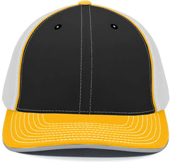 Pacific Headwear 404M Trucker Flexfit Cap - Black White Gold