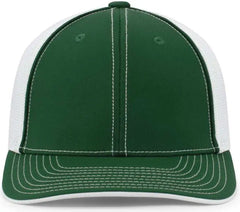 Pacific Headwear 404M Trucker Flexfit Cap - Dark Green White