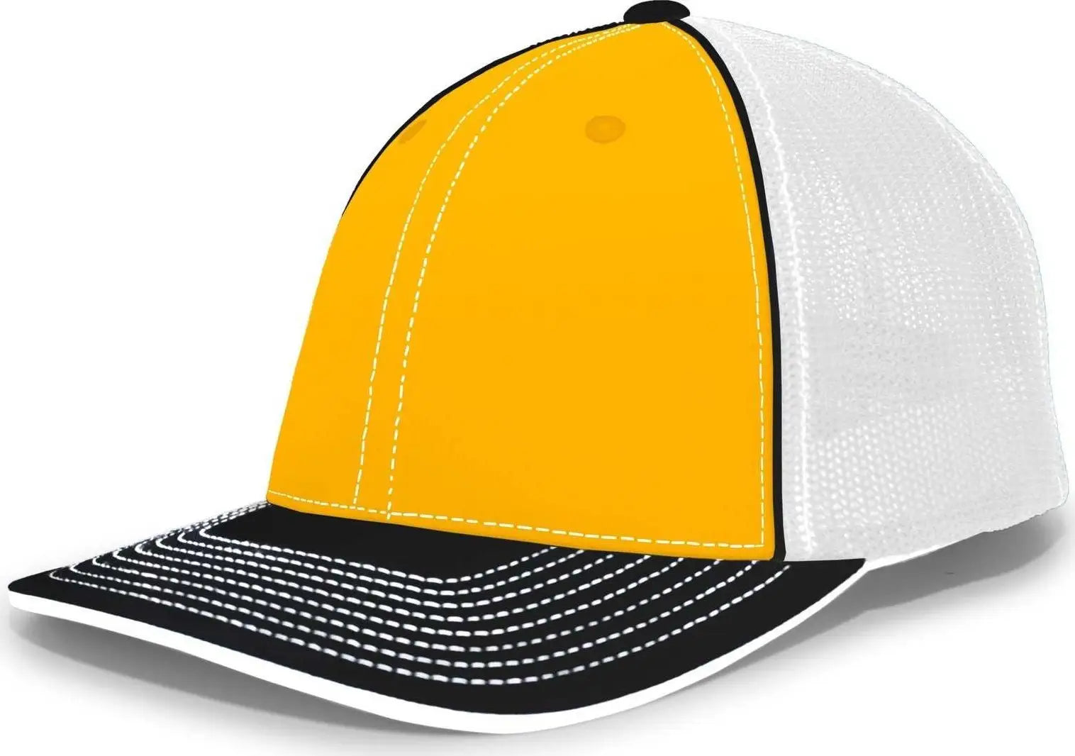 Pacific Headwear 404M Trucker Flexfit Cap - Gold Black - Gold Black / 6 1/2’’ - 7’’