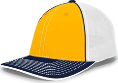 Pacific Headwear 404M Trucker Flexfit Cap - Gold Navy - Gold Navy / 6 1/2’’ - 7’’