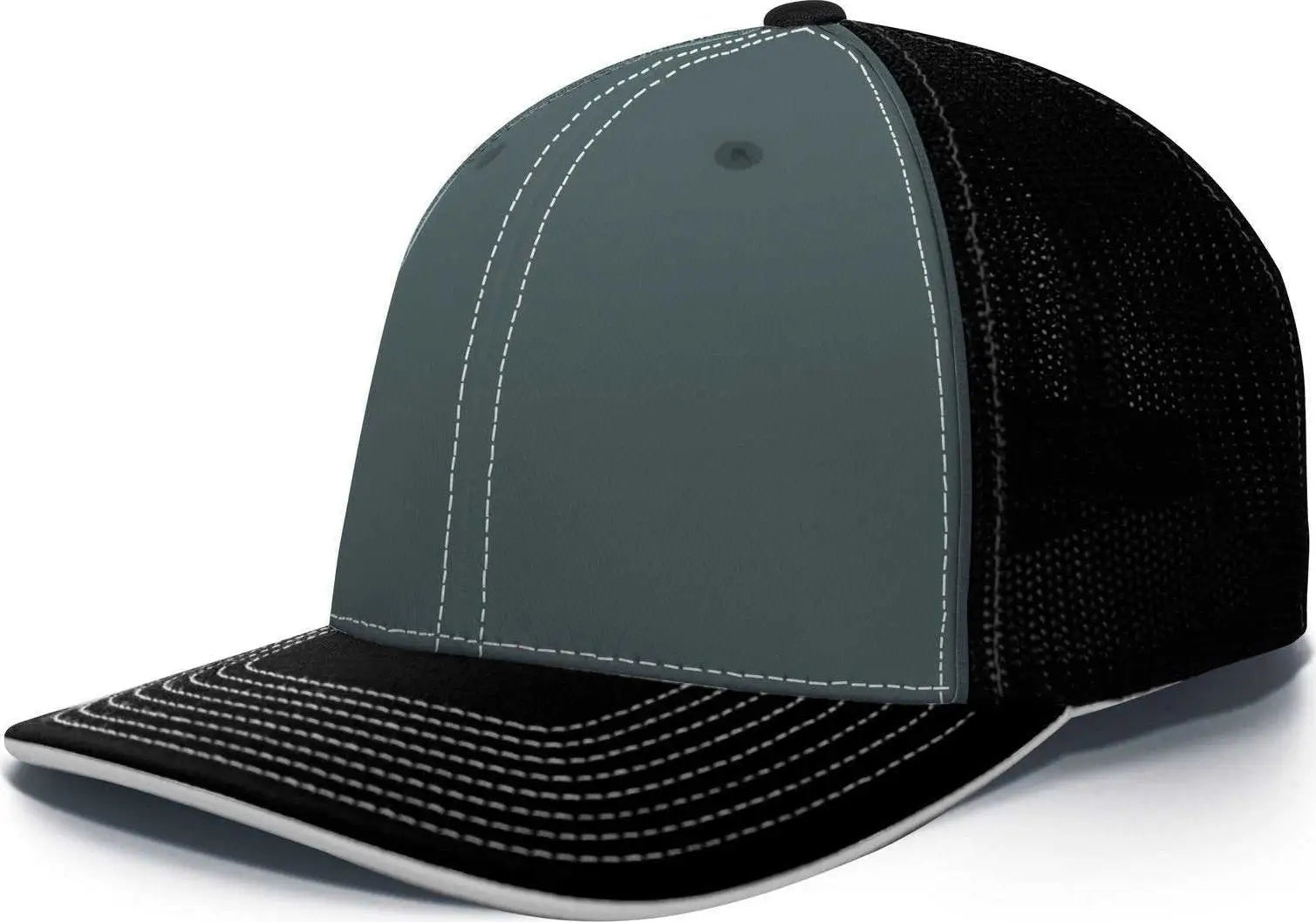Pacific Headwear 404M Trucker Flexfit Cap - Graphite Black Black - Dark Gray / 6 3/8’’ - 6 7/8’’