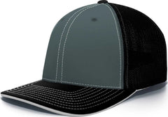 Pacific Headwear 404M Trucker Flexfit Cap - Graphite Black Black - Dark Gray / 6 3/8’’ - 6 7/8’’