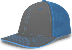 Pacific Headwear 404M Trucker Flexfit Cap - Graphite Neon Blue - Dark Gray Blue / 6 1/2’’ - 7’’