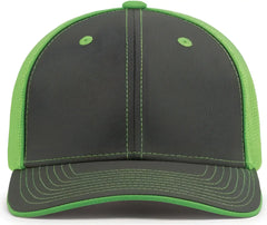 Pacific Headwear 404M Trucker Flexfit Cap - Graphite Neon Green
