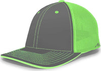 Pacific Headwear 404M Trucker Flexfit Cap - Graphite Neon Green - Dark Gray Green / 6 1/2’’ - 7’’