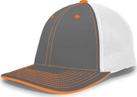 Pacific Headwear 404M Trucker Flexfit Cap - Graphite White Neon Orange - Dark Gray White / 6 1/2’’ - 7’’