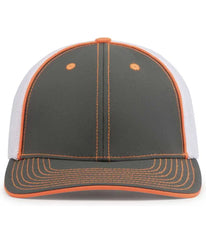 Pacific Headwear 404M Trucker Flexfit Cap - Graphite White Neon Orange