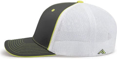 Pacific Headwear 404M Trucker Flexfit Cap - Graphite White Neon Yellow