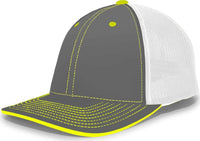 Pacific Headwear 404M Trucker Flexfit Cap - Graphite White Neon Yellow - Dark Gray White / 6 1/2’’ - 7’’