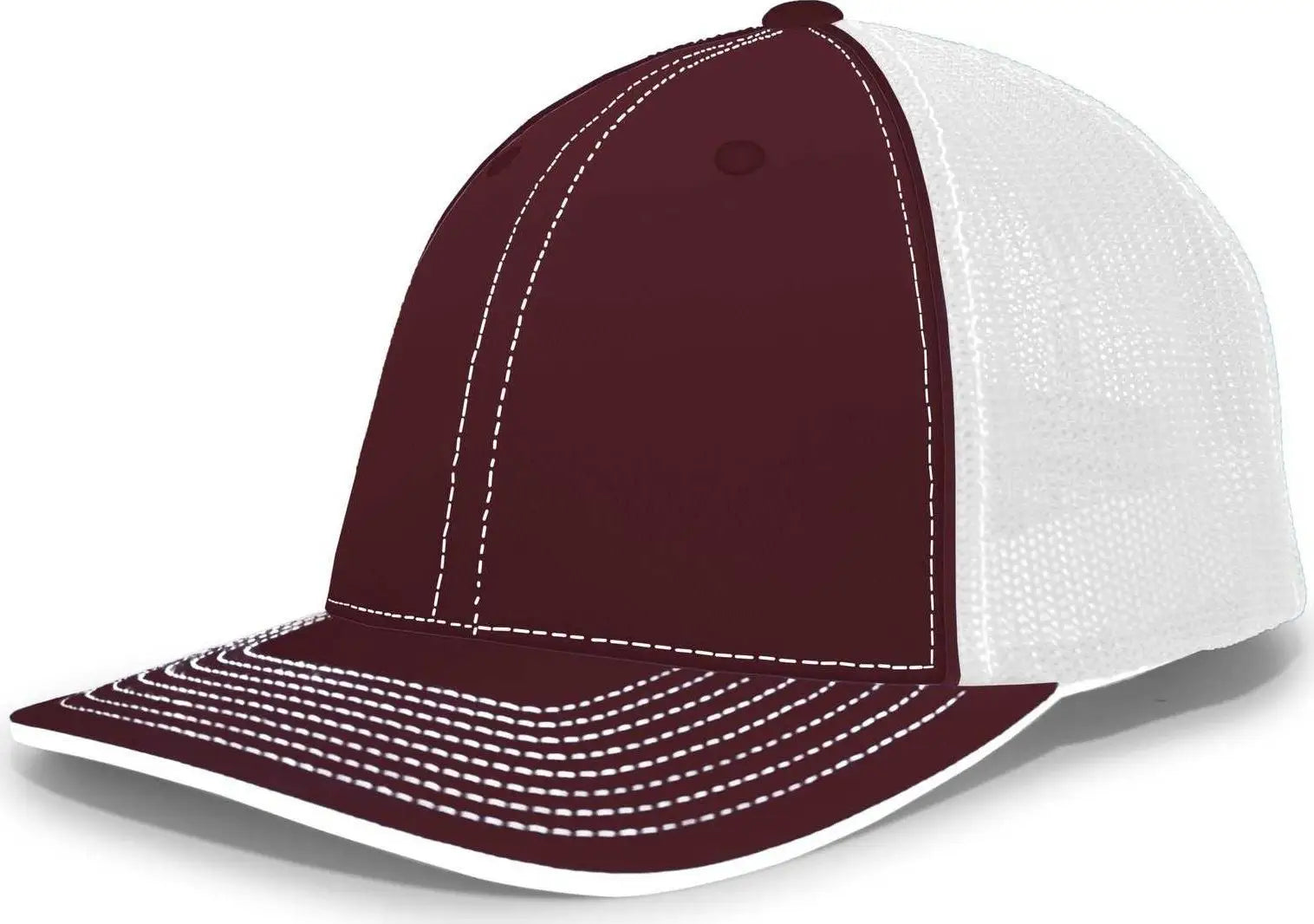Pacific Headwear 404M Trucker Flexfit Cap - Maroon White - Maroon White / 6 1/2’’ - 7’’