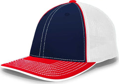 Pacific Headwear 404M Trucker Flexfit Cap - Navy Red - Navy Red / 6 1/2’’ - 7’’