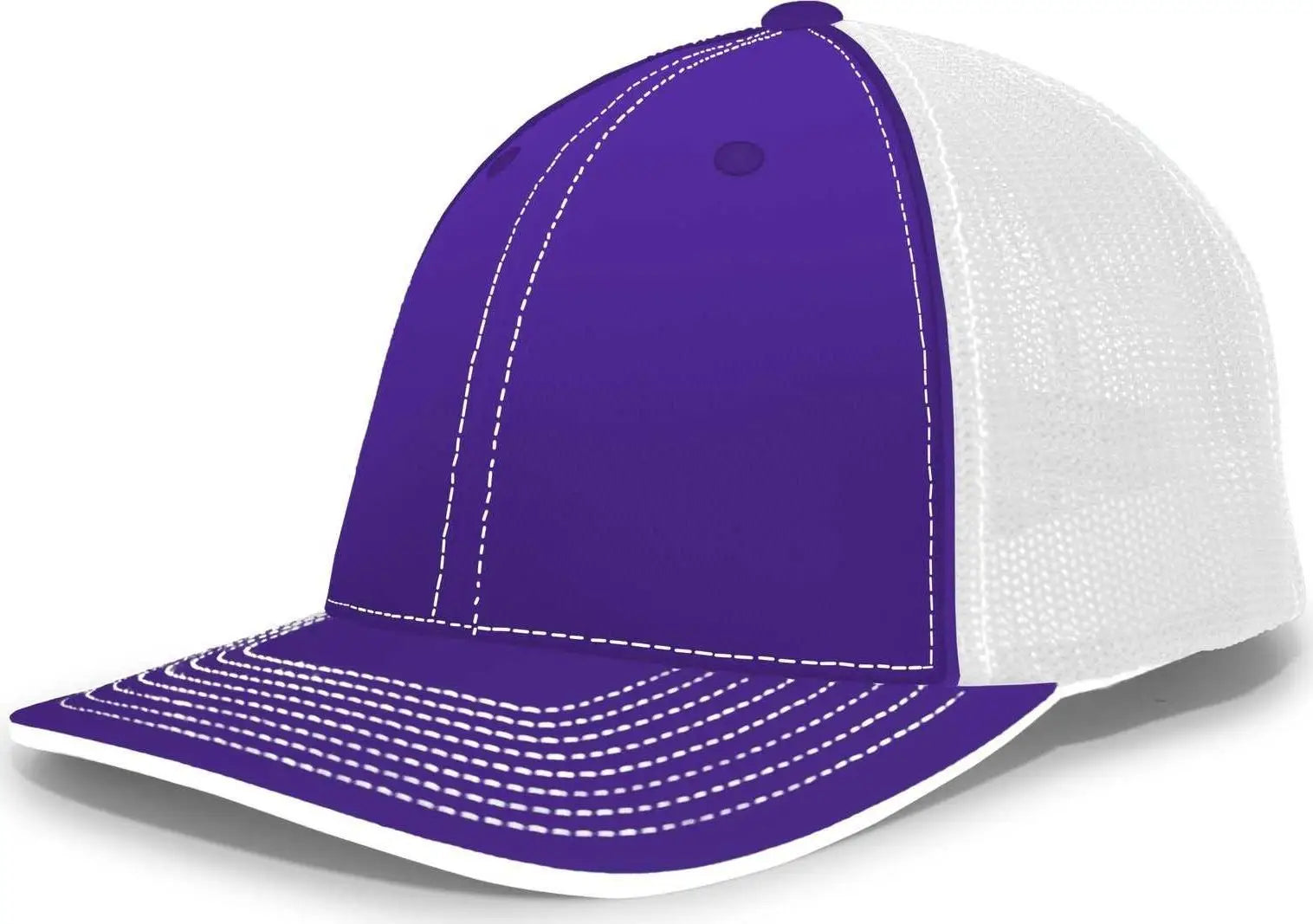 Pacific Headwear 404M Trucker Flexfit Cap - Purple White - Purple White / 6 1/2’’ - 7’’