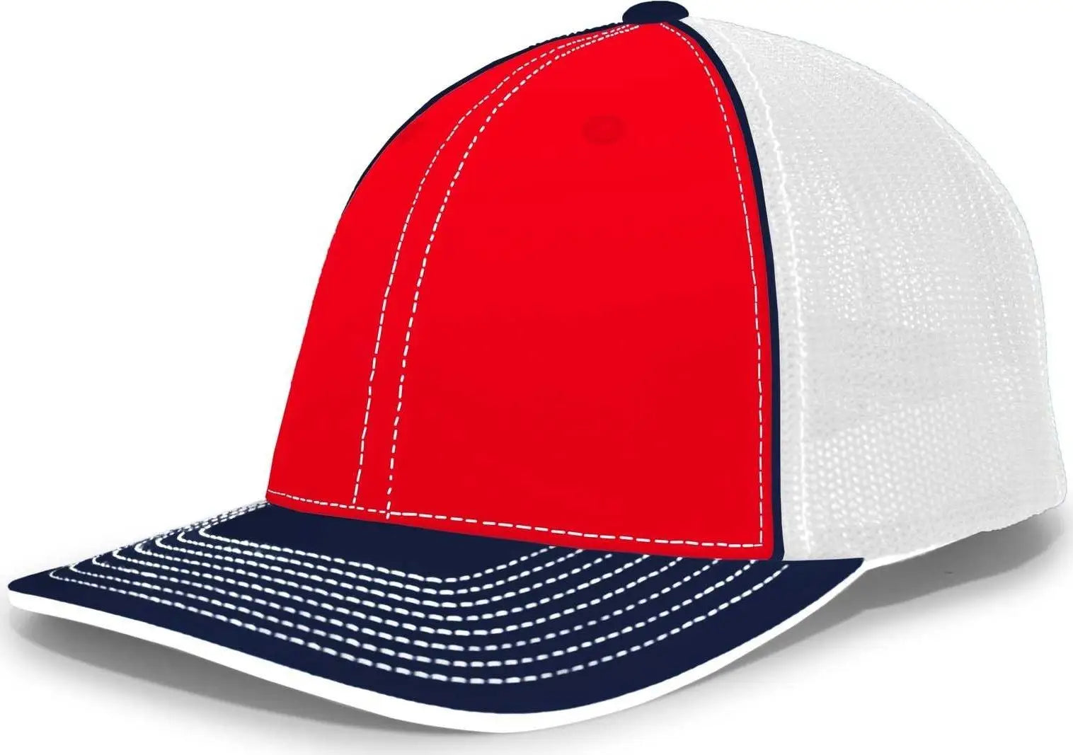 Pacific Headwear 404M Trucker Flexfit Cap - Red Navy - Red Navy / 6 1/2’’ - 7’’