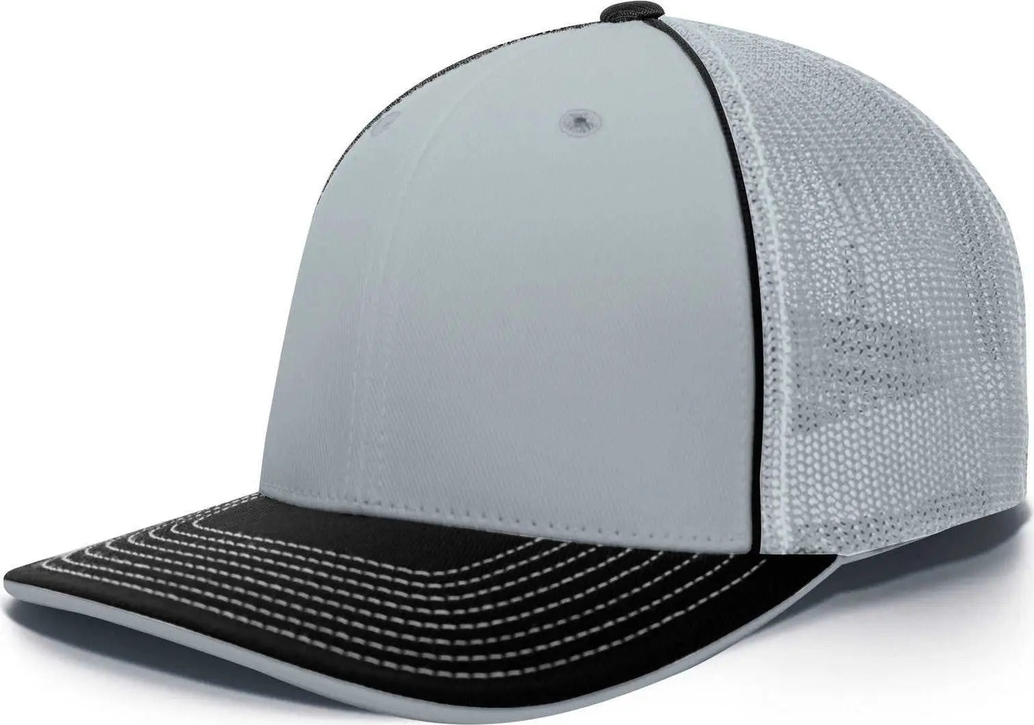 Pacific Headwear 404M Trucker Flexfit Cap - Silver Black - Light Gray Black / 6 3/8’’ - 6 7/8’’