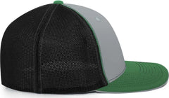 Pacific Headwear 404M Trucker Flexfit Cap - Silver Black Kelly