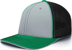 Pacific Headwear 404M Trucker Flexfit Cap - Silver Black Kelly - Light Gray Kelly / 6 3/8’’ - 6 7/8’’