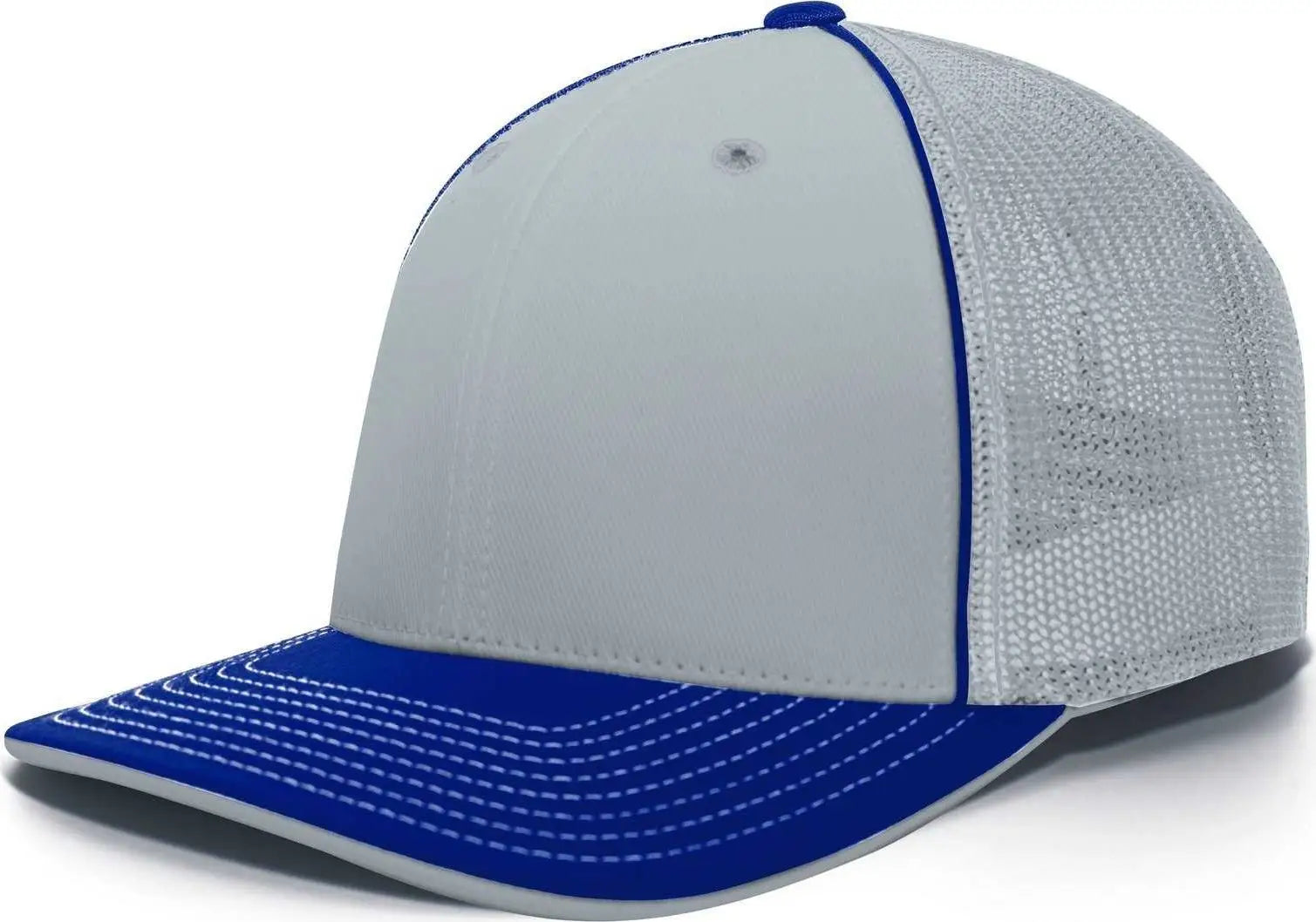 Pacific Headwear 404M Trucker Flexfit Cap - Silver Royal - Light Gray Royal / 6 3/8’’ - 6 7/8’’
