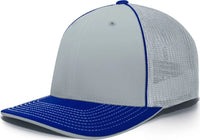Pacific Headwear 404M Trucker Flexfit Cap - Silver Royal - Light Gray Royal / 6 3/8’’ - 6 7/8’’