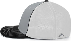 Pacific Headwear 404M Trucker Flexfit Cap - Silver White Black