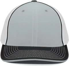 Pacific Headwear 404M Trucker Flexfit Cap - Silver White Black