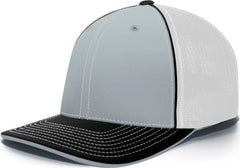 Pacific Headwear 404M Trucker Flexfit Cap - Silver White Black - Light Gray Black / 6 3/8’’ - 6 7/8’’