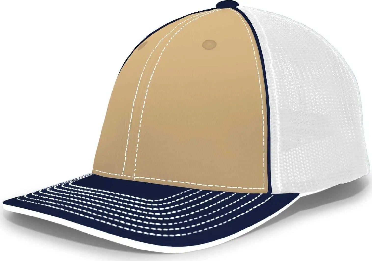 Pacific Headwear 404M Trucker Flexfit Cap - Vegas Gold Navy - Vegas Gold Navy / 6 1/2’’ - 7’’