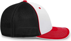 Pacific Headwear 404M Trucker Flexfit Cap - White Black Red