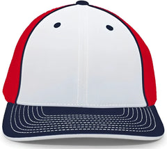 Pacific Headwear 404M Trucker Flexfit Cap - White Navy Red