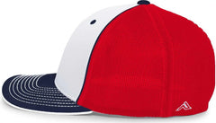 Pacific Headwear 404M Trucker Flexfit Cap - White Navy Red