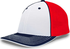 Pacific Headwear 404M Trucker Flexfit Cap - White Navy Red - White Navy Red / 6 1/2’’ - 7’’