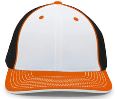 Pacific Headwear 404M Trucker Flexfit Cap - White Orange Black