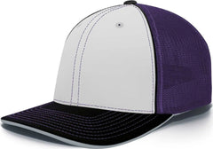 Pacific Headwear 404M Trucker Flexfit Cap - White Purple Black - White Black / 6 3/8’’ - 6 7/8’’