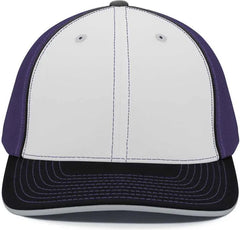 Pacific Headwear 404M Trucker Flexfit Cap - White Purple Black