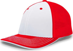 Pacific Headwear 404M Trucker Flexfit Cap - White Red - White Red / 6 1/2’’ - 7’’