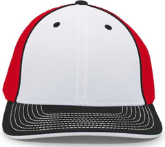 Pacific Headwear 404M Trucker Flexfit Cap - White Red Black