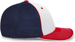 Pacific Headwear 404M Trucker Flexfit Cap - White Red Navy