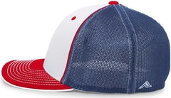 Pacific Headwear 404M Trucker Flexfit Cap - White Red Royal
