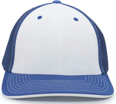 Pacific Headwear 404M Trucker Flexfit Cap - White Royal