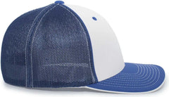 Pacific Headwear 404M Trucker Flexfit Cap - White Royal