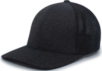 Pacific Headwear 405 Heather Flexfit Trucker Cap - Black Heather Black - Black / 6 1/2’’ - 7’’