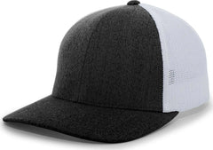 Pacific Headwear 405 Heather Flexfit Trucker Cap - Black Heather White - Black White / 6 1/2’’ - 7’’