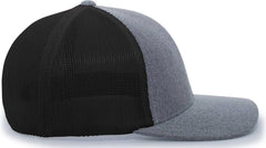 Pacific Headwear 405 Heather Flexfit Trucker Cap - Gray Heather Black