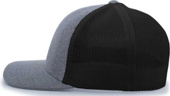 Pacific Headwear 405 Heather Flexfit Trucker Cap - Gray Heather Black