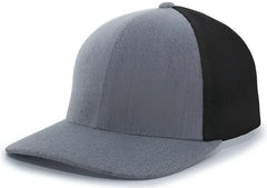 Pacific Headwear 405 Heather Flexfit Trucker Cap - Gray Heather Black