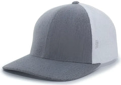 Pacific Headwear 405 Heather Flexfit Trucker Cap - Gray Heather White