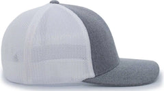 Pacific Headwear 405 Heather Flexfit Trucker Cap - Gray Heather White