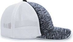 Pacific Headwear 406F Aggressive Heather Trucker Flexfit Cap - Black Heather White